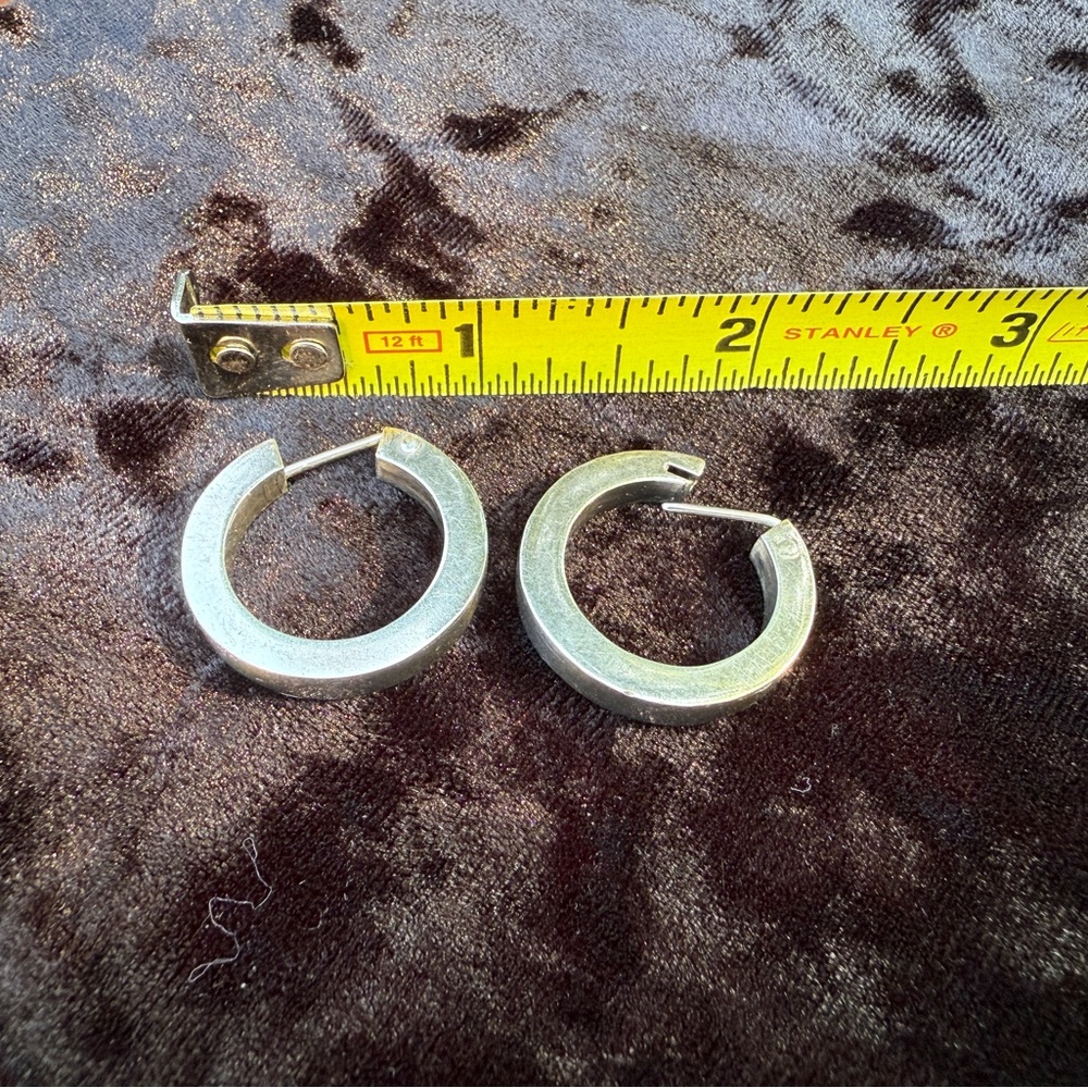 Contemporary Sterling Silver Hoop Earrings Minimalist Design